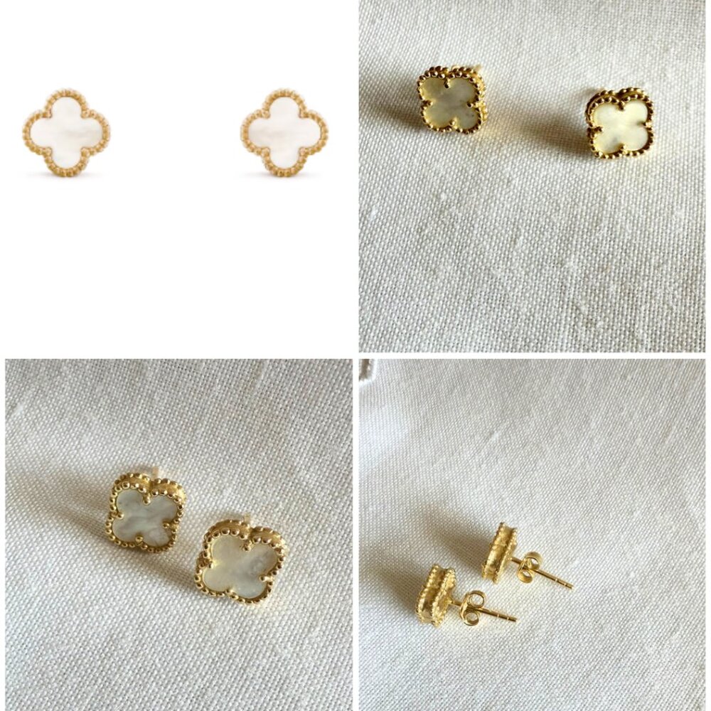 Mother of pearl clove earrings solid gold